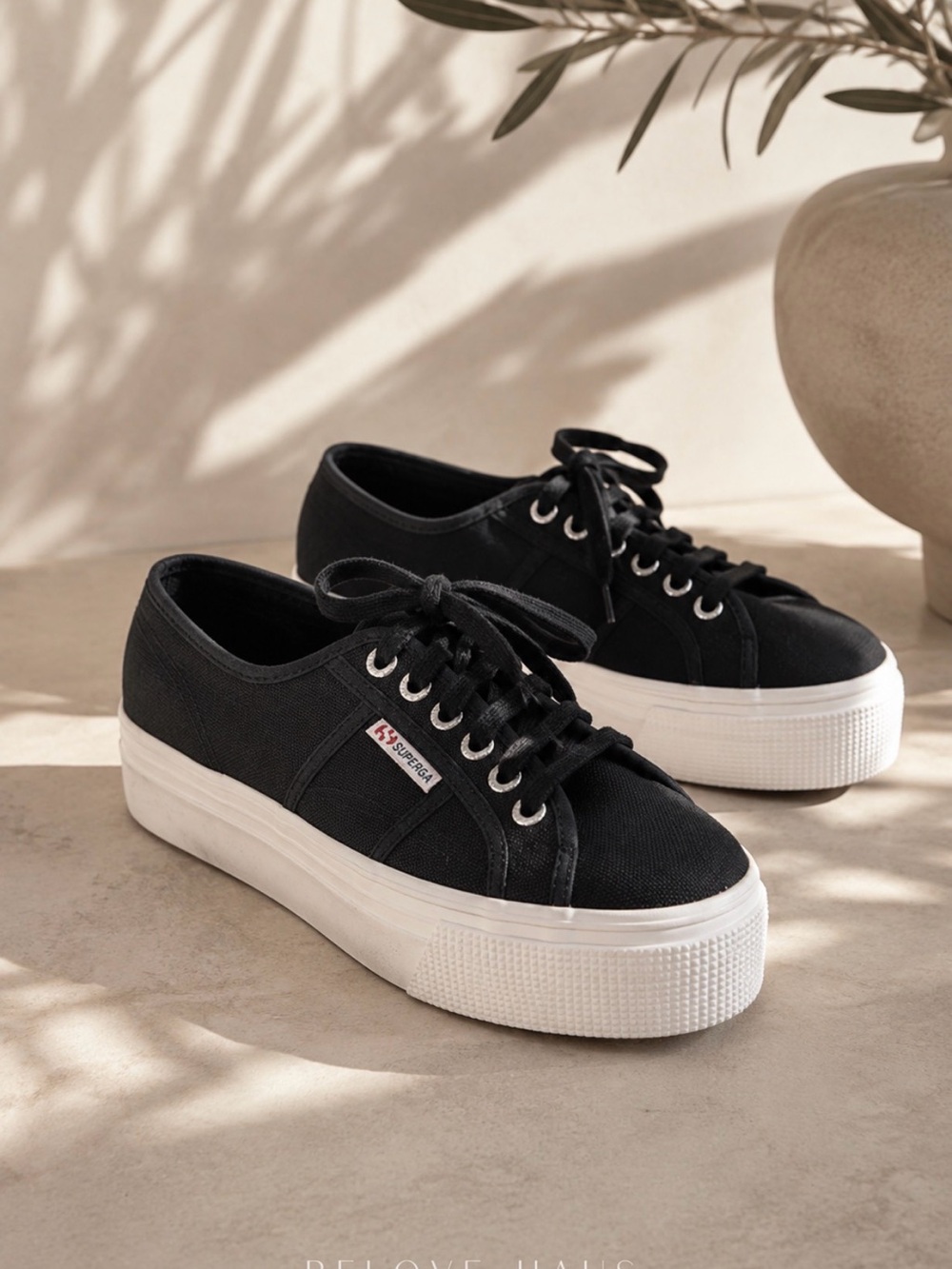 Superga 2790 Platform Canvas Sneakers Black White Size 9.5 - Picture 6 of 6